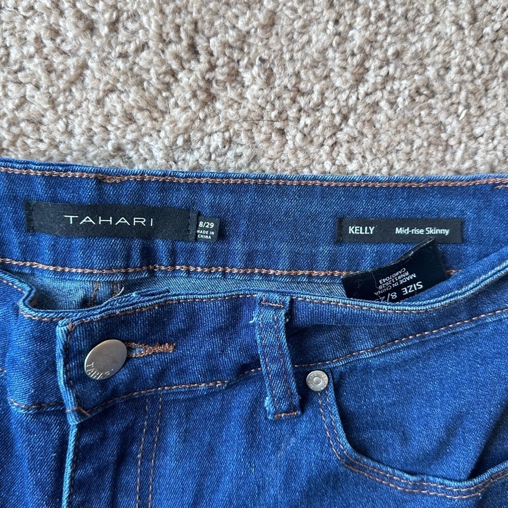 Tahari Women's Blue Straight Jeans - Picture 2 of 2